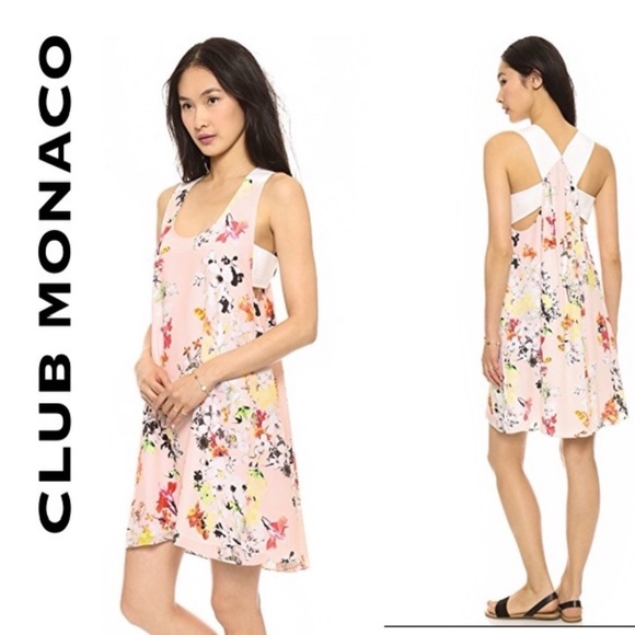 Club Monaco Rosan Floral Silk Tent Summer Dress - Picture 3 of 15